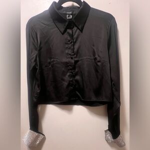 Forever 21 Black Button Down Shirt with Silver Cuffs